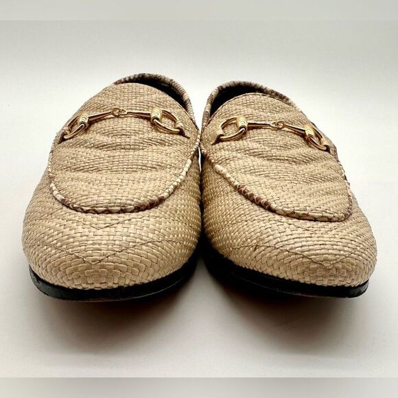 Gucci Jordaan Quilted Loafers Raffia Elaphe Straw Matelasse Horsebit EU38.5US8.5 - Picture 4 of 12